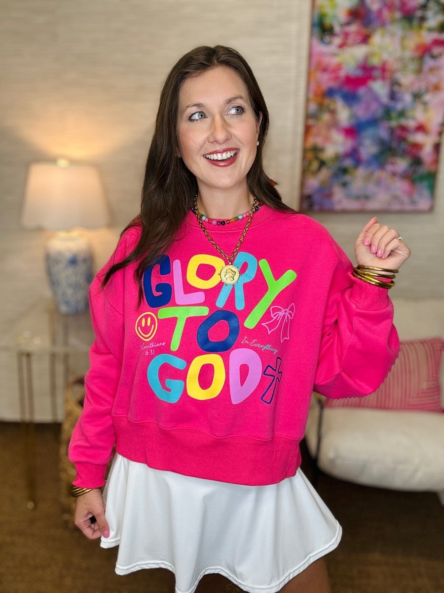 Glory To God Pink Crop Sweatshirt