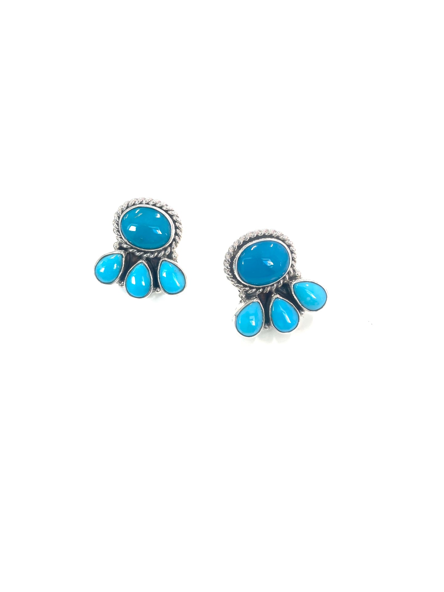 Classic Blossom Sterling and Turquoise Studs