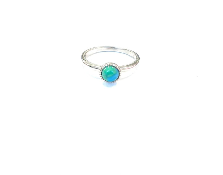 Sterling Ring-Simple Turq Circle on Band