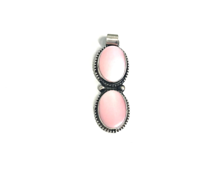 Sterling and Pink Conch Vicky Hicks Double Oval Pendant