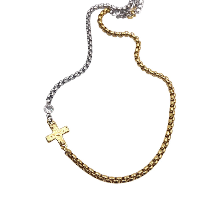 The Mixed Hammered Cross Necklace