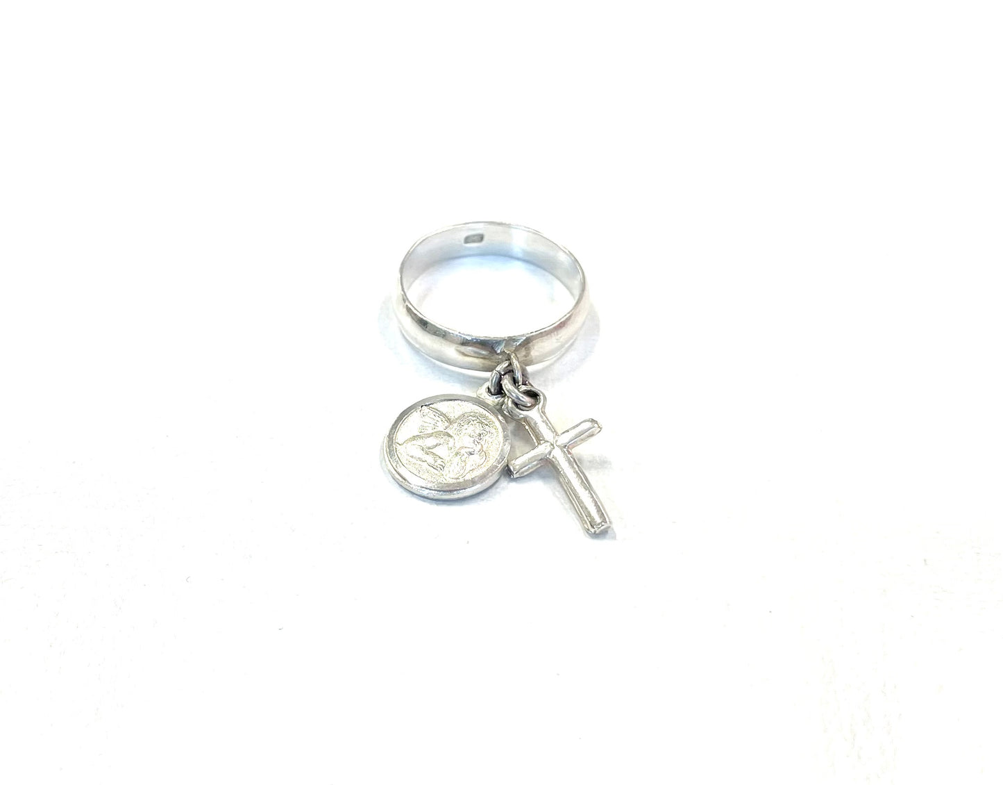 Sterling Ring-Charm Cross/Angel