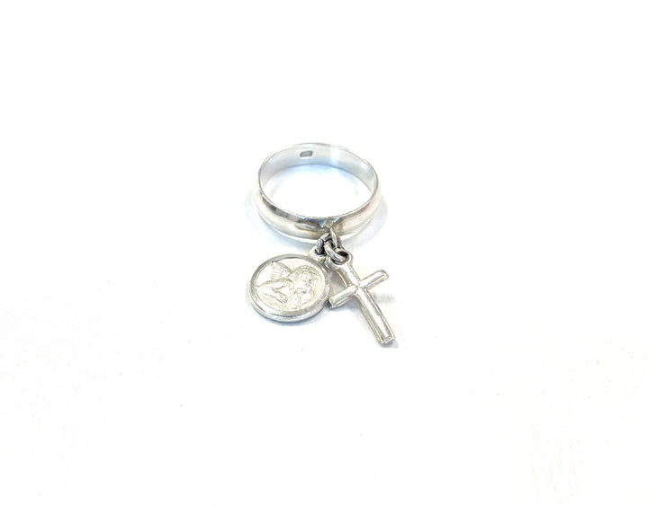 Sterling Ring-Charm Cross/Angel