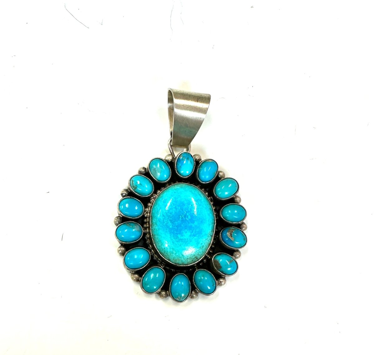 Sheila Bencenti Kingman Turquoise Sterling Pendant-(E)