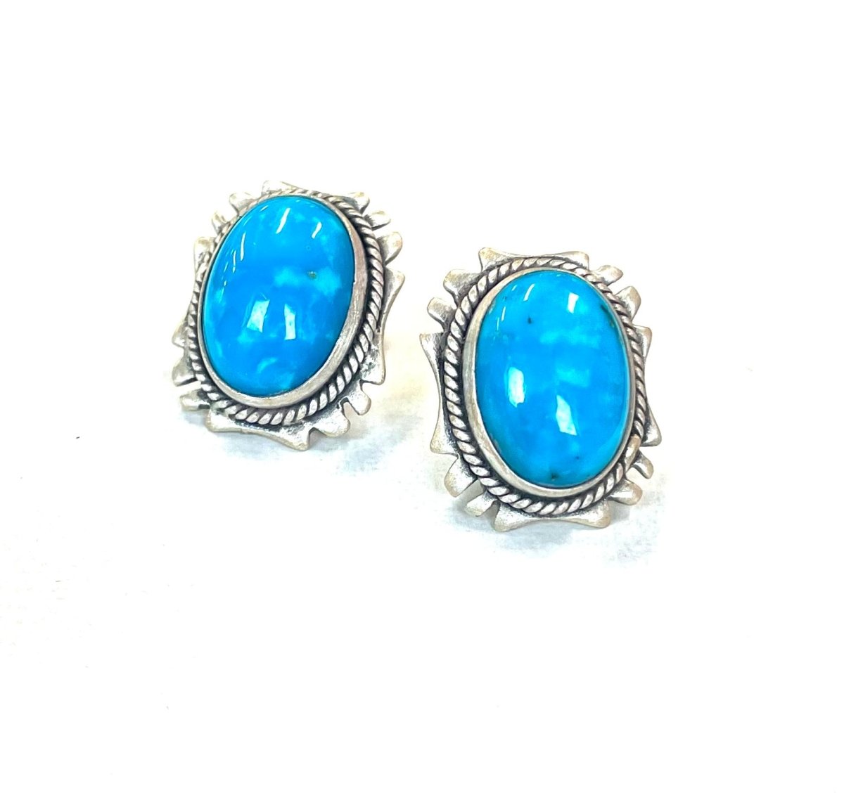 Sterling and Turquoise Oval Studs