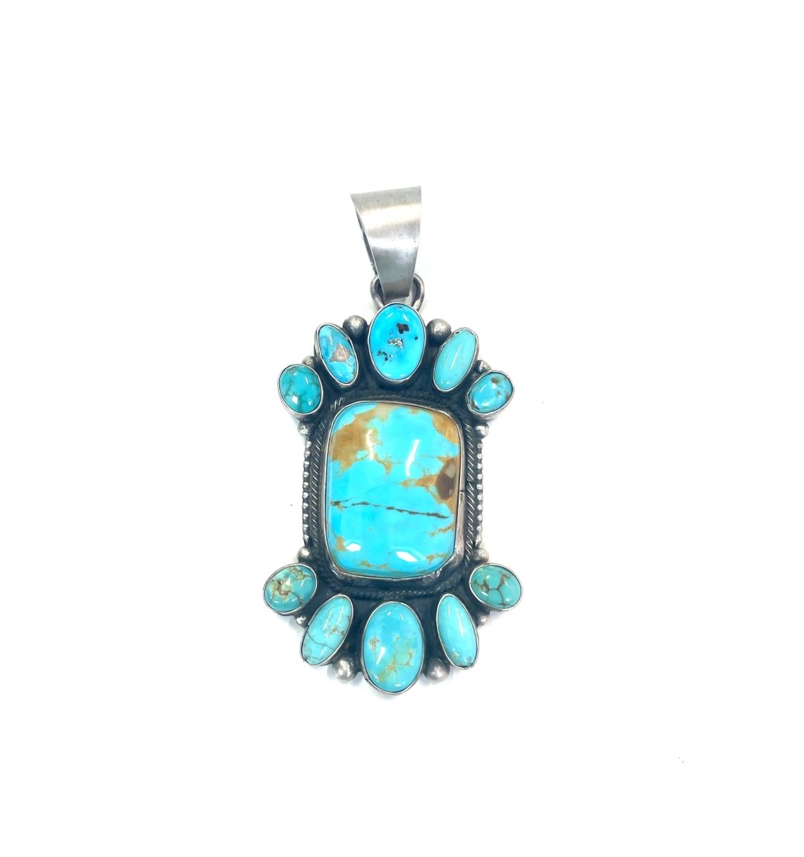 Sheila Bencenti Turquoise Brown and Sterling Pendant