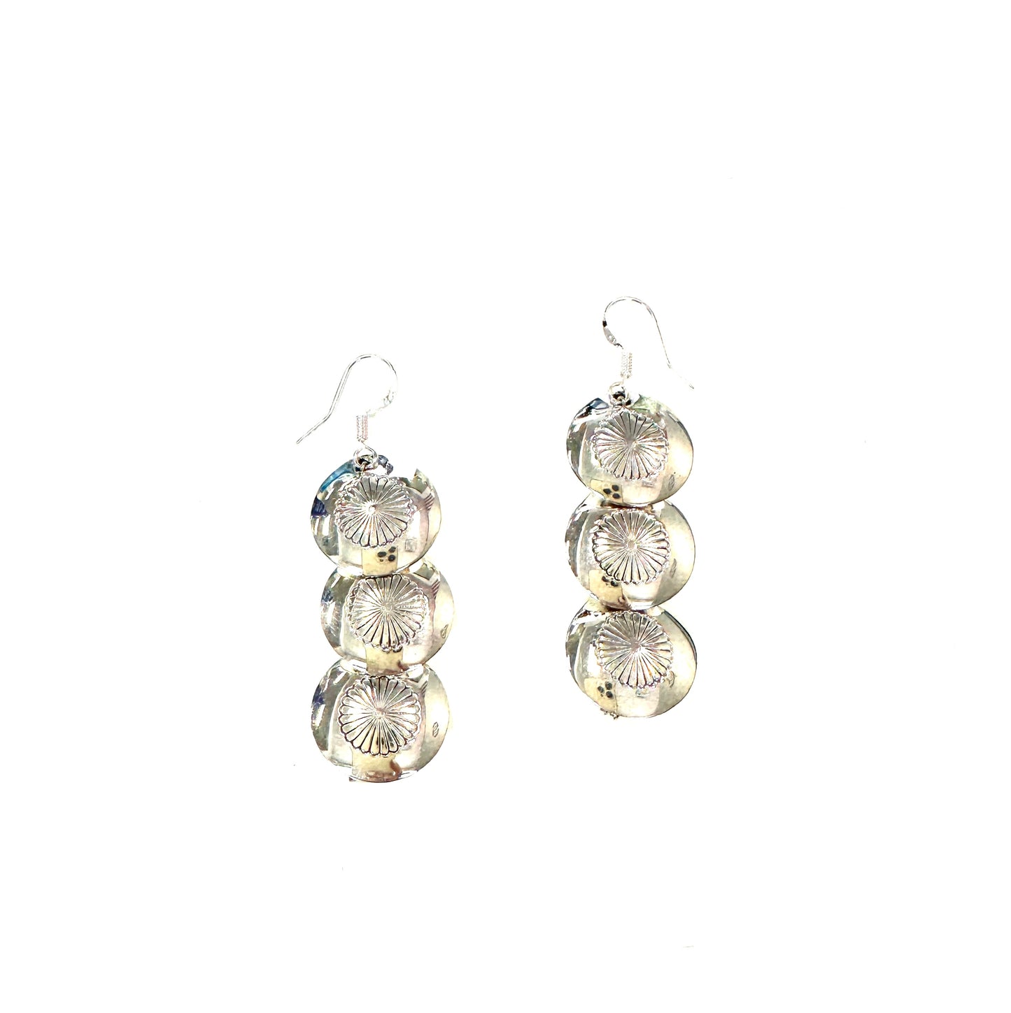 Shiny Sterling Triple Disc Earrings