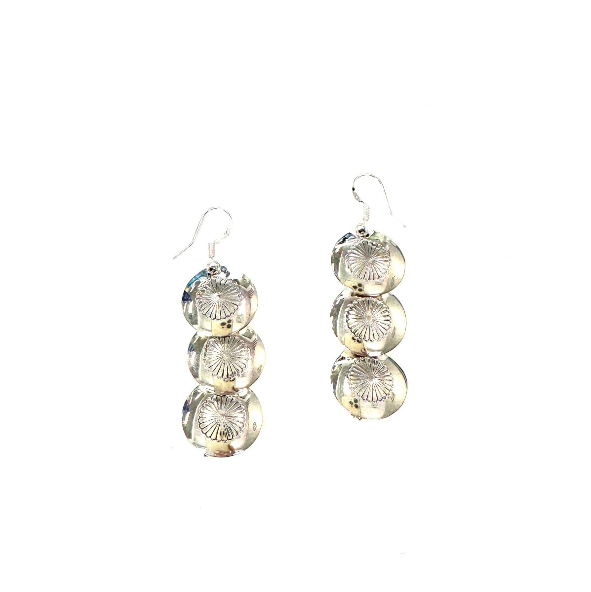 Shiny Sterling Triple Disc Earrings