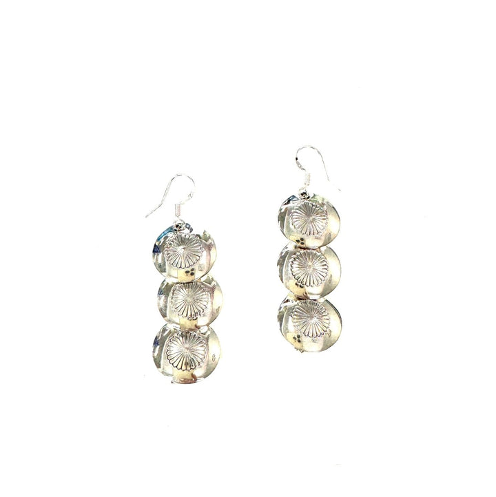 Shiny Sterling Triple Disc Earrings