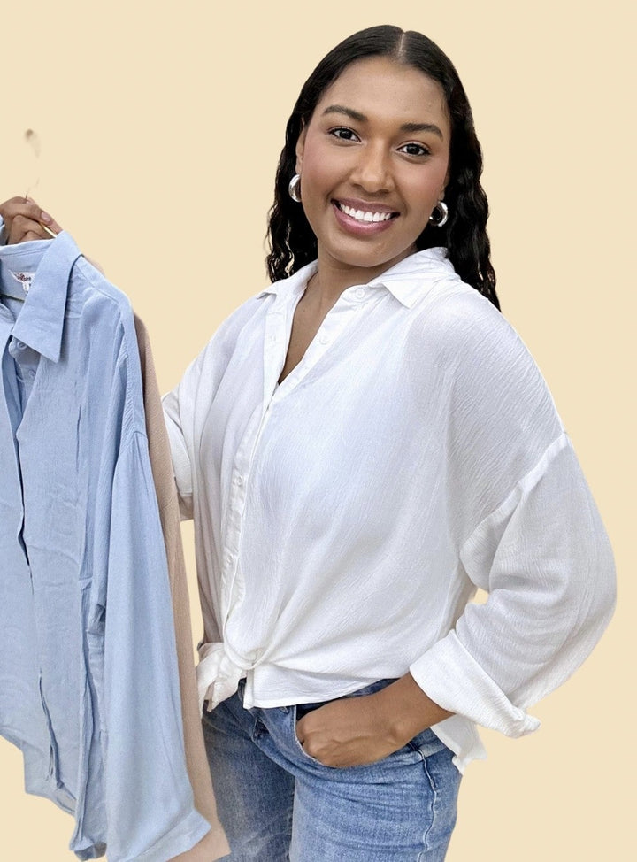 The Rally Button Top in 3 Colors/AS