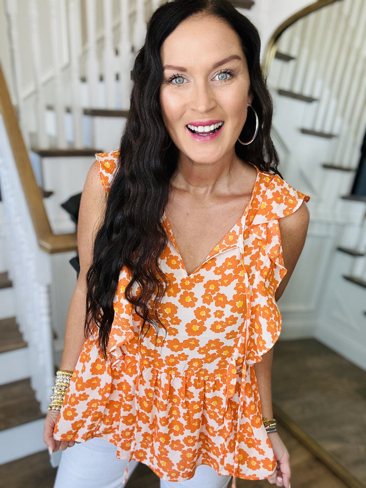 The Orange Peplum Top-AS