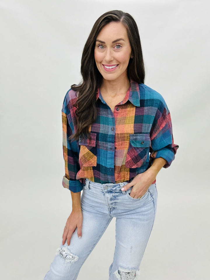 The Punchy Plaid Top-2 Colors