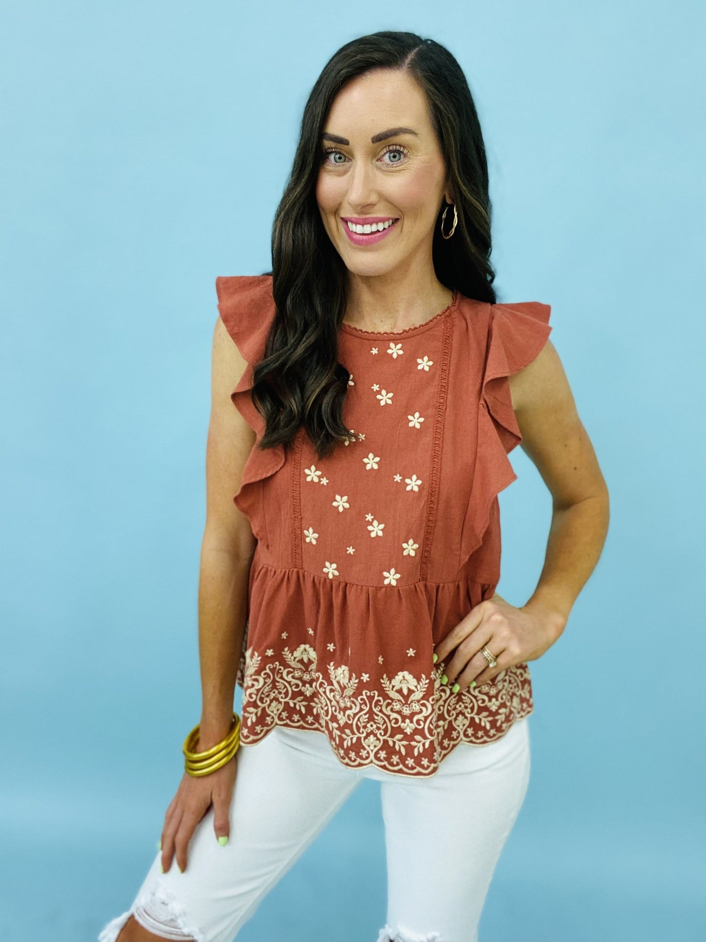 The Embroidered Tuesday Top in 2 Colors/AS
