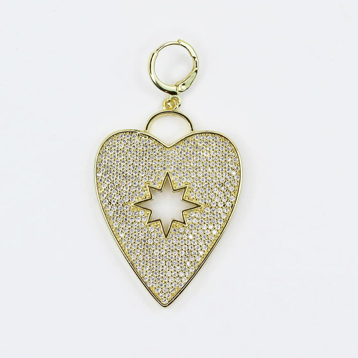 Gold Pave Heart w/Star Shape Charm