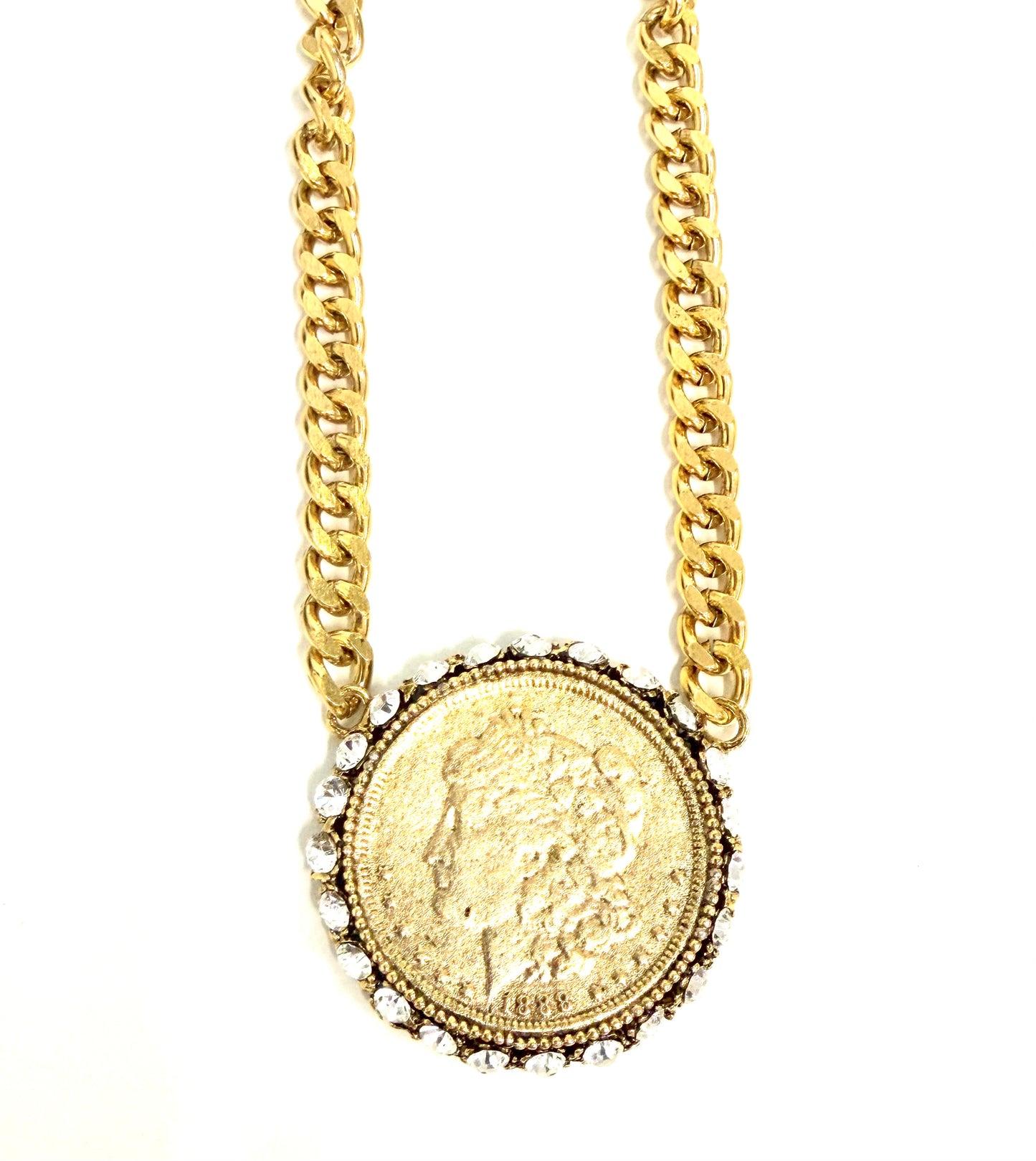 The Yochi Framed Queen Coin Necklace