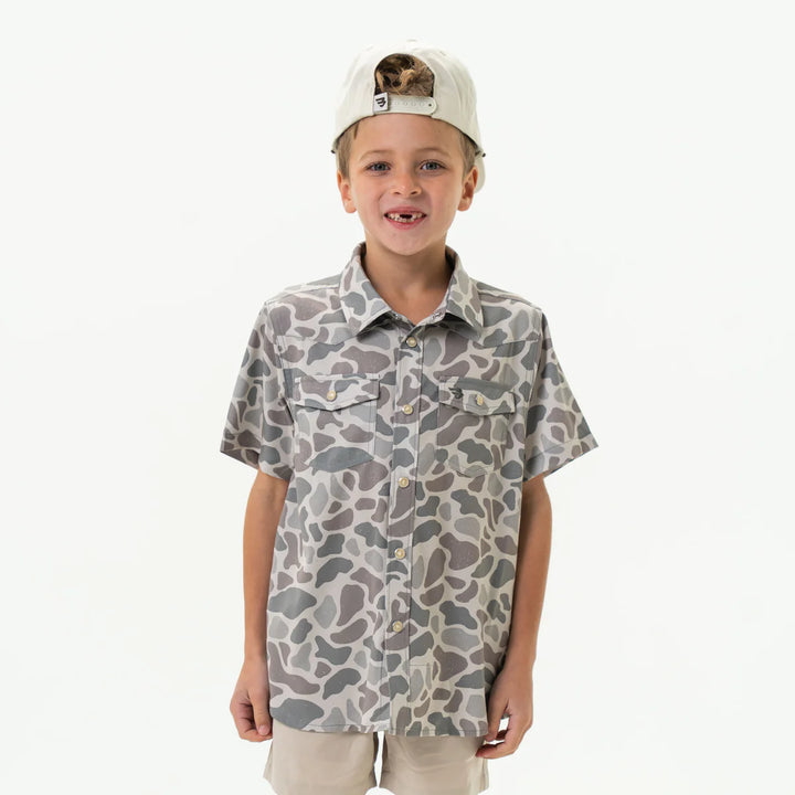 Youth Burlebo Western Shirt in Classic Deer Camo