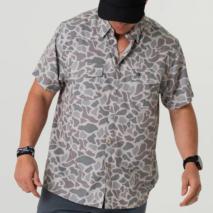 The Burlebo Performance Western Shirt in Classic Deer Camo