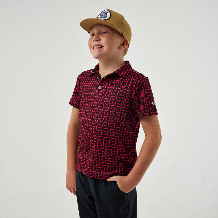 Youth Burlebo Polo in Black & Red Texas