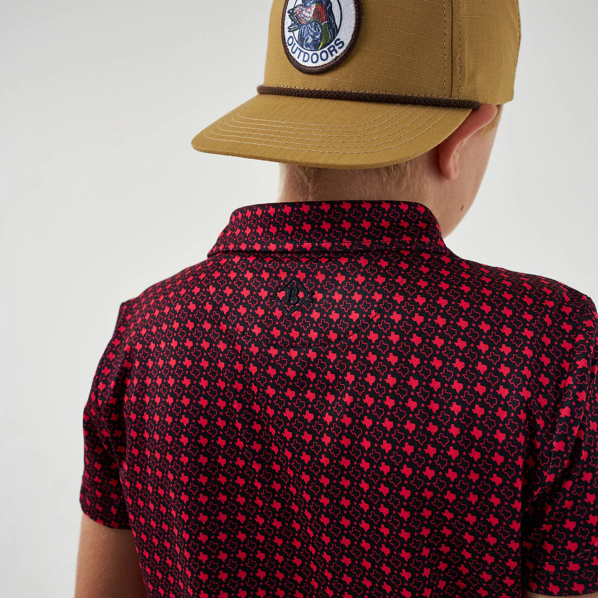 Youth Burlebo Polo in Black & Red Texas