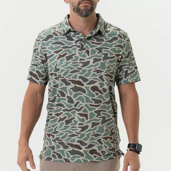 The Burlebo Performance Polo in Retro Duck Camo