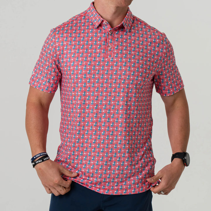 The Burlebo Performance Polo in American Flag Print
