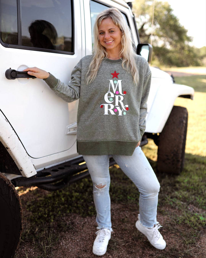 Merry Tree Burnout Sweatshirt