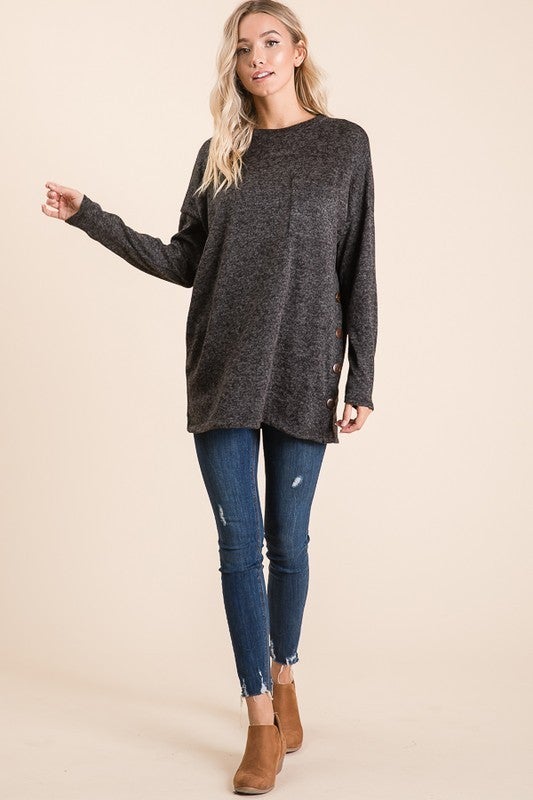 Surprise Steal-Button Tunic in 4 Colors