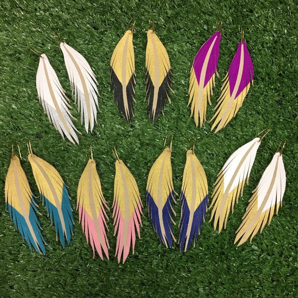 Short Luxe Painted Leather Earrings