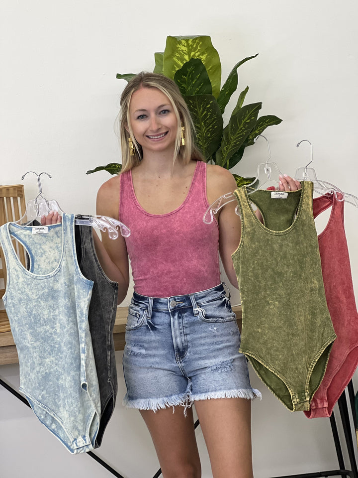 The STEAL Acid Wash Bodysuit-6 Colors