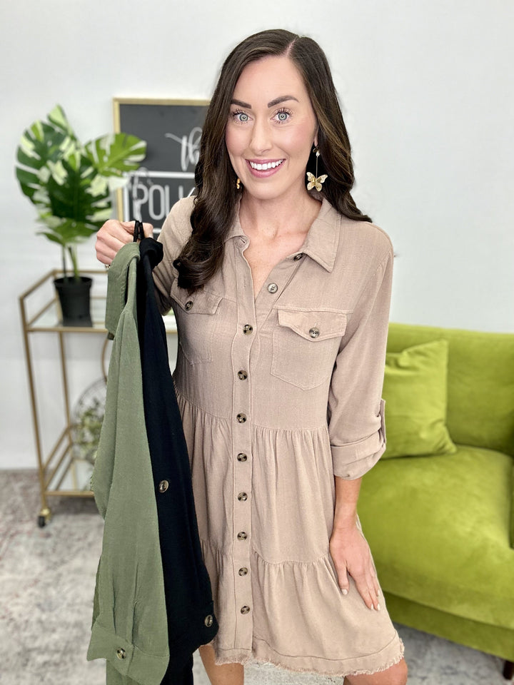The Buttoned Up Dress-3 Colors/AS