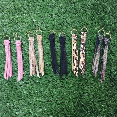 Short Tassel Leather Earrings