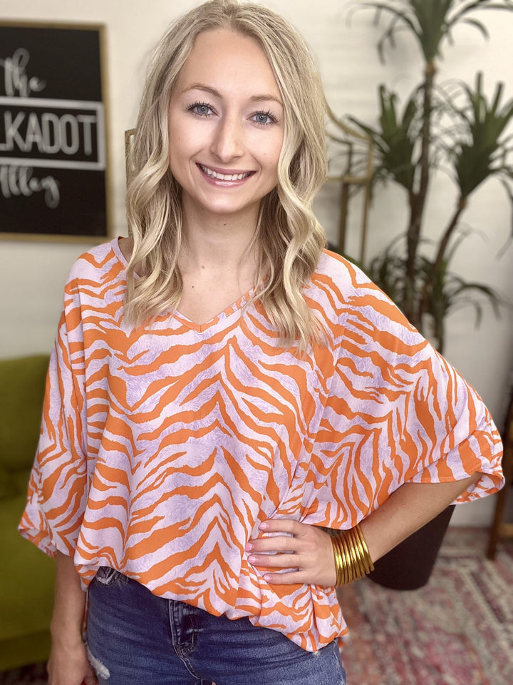 The Zelly Zebra Poncho Top - AS