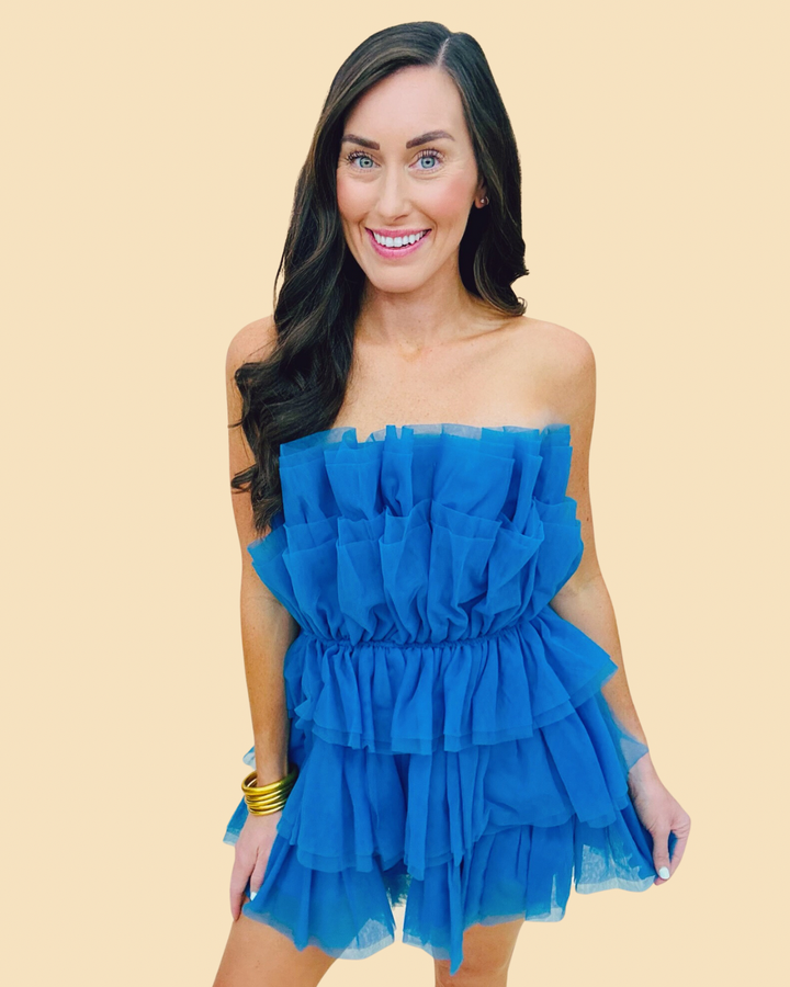 The Powder Puff Dress in Indigo