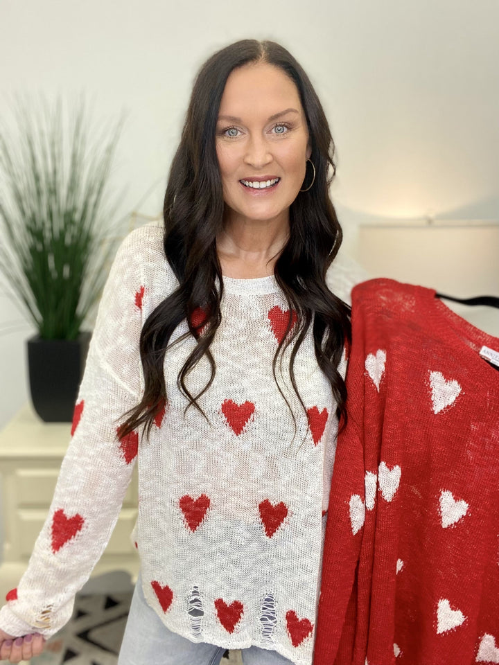 The Distressed Heart Sweater-2 Colors