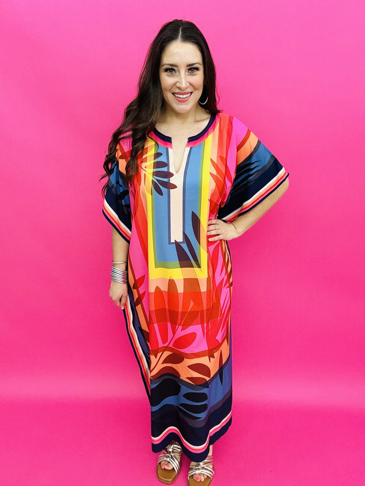 The Blocked Leaf Kaftan