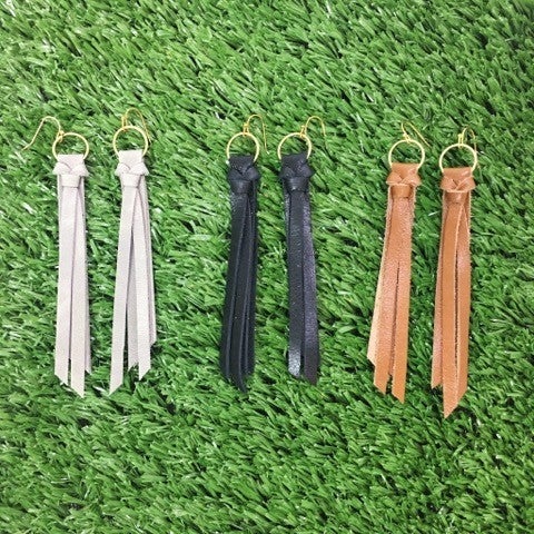 Short Tassel Leather Earrings