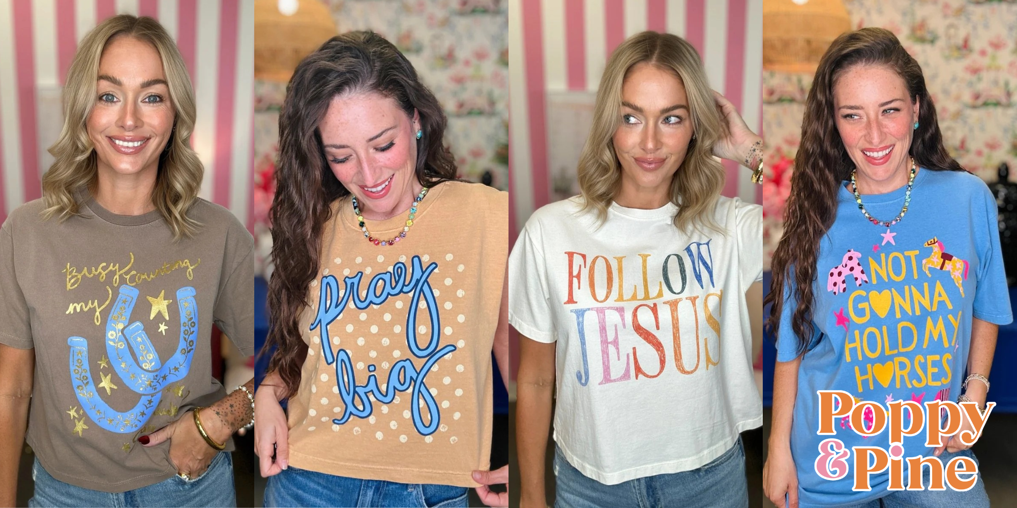 women standing in graphic tees