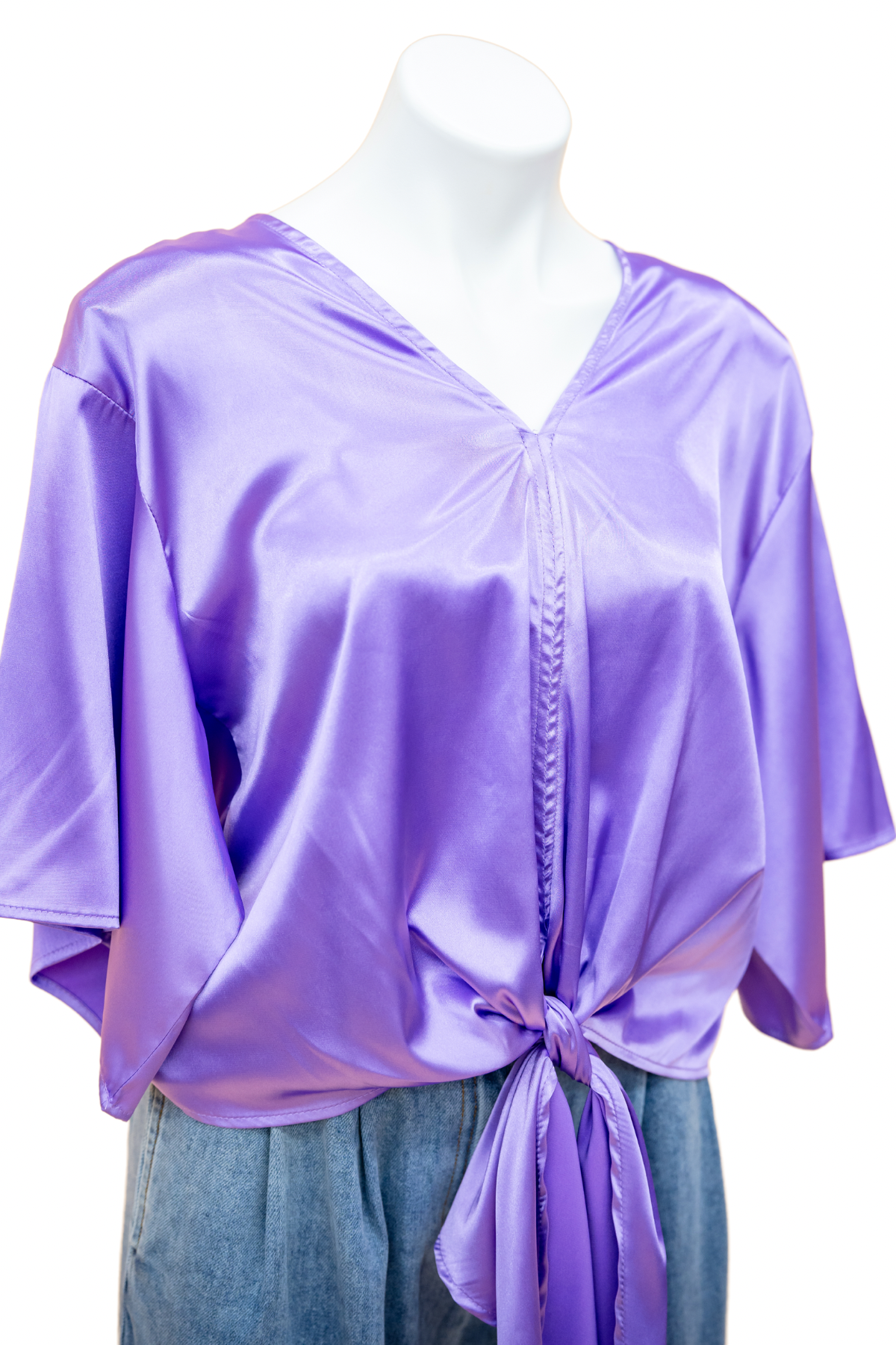 The Solid Satin Tie Top-4 Colors