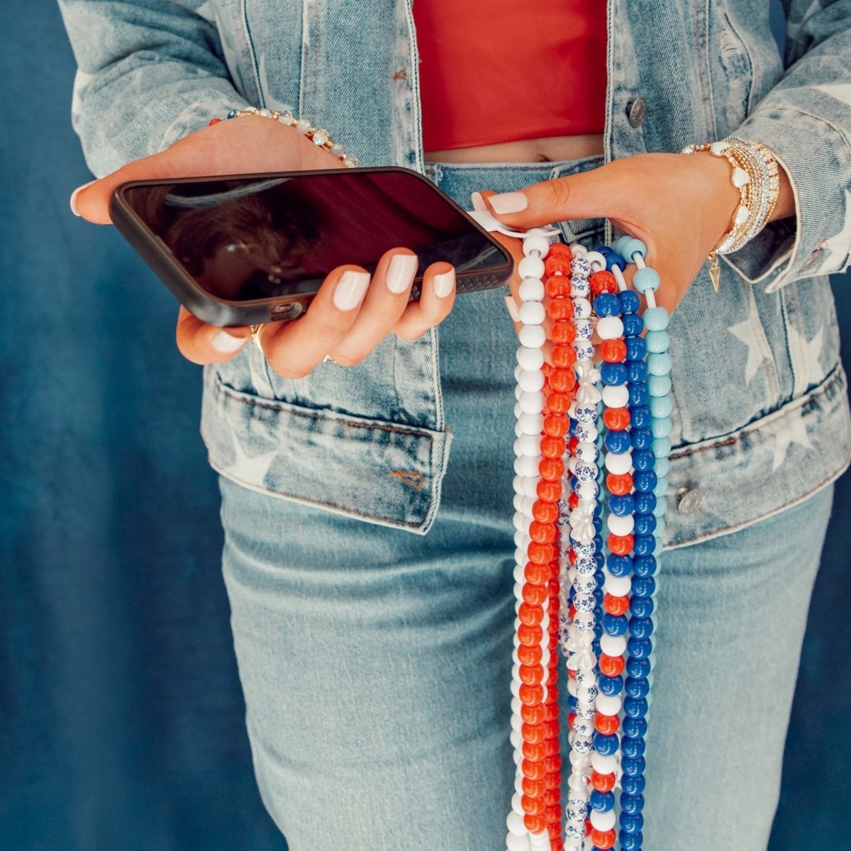 Beaded Phone Charger Blueberry