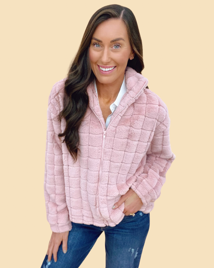 The Bundled Up Jacket in Pink - As