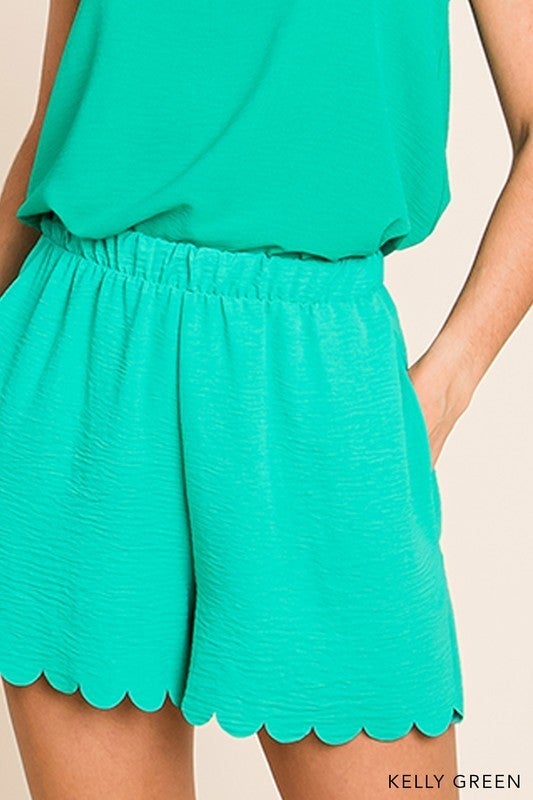 The Scalloped Stretch Shorts-3 Colors/AS