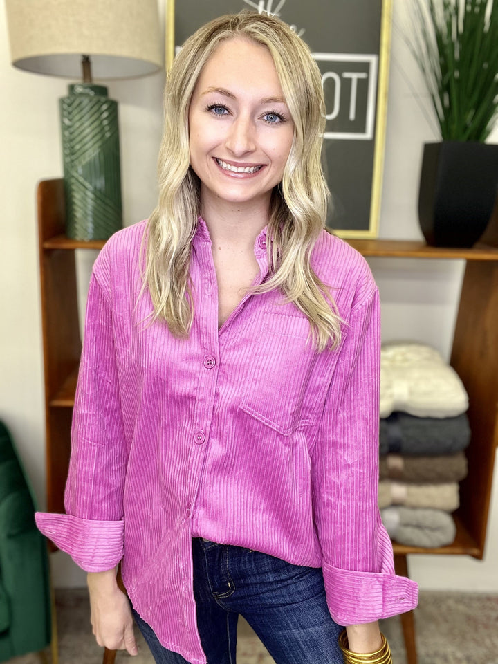 Fuchsia Cord Shacket