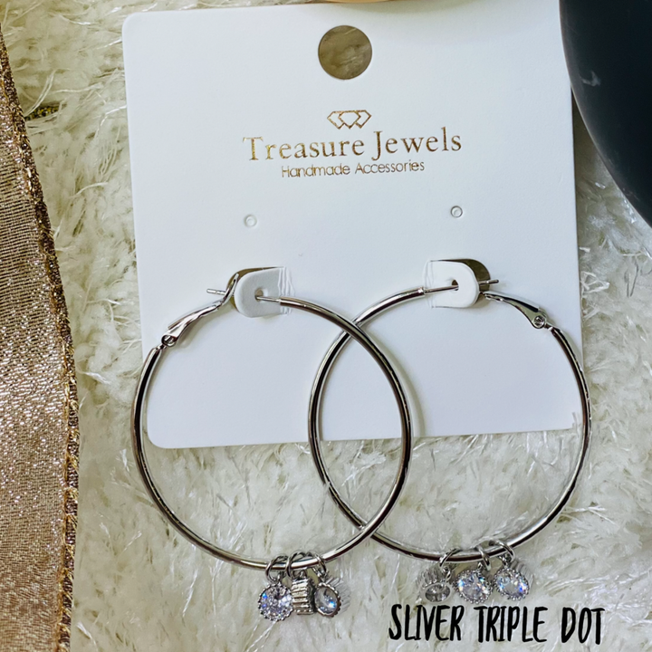 TJ Silver Triple Dot Hoops