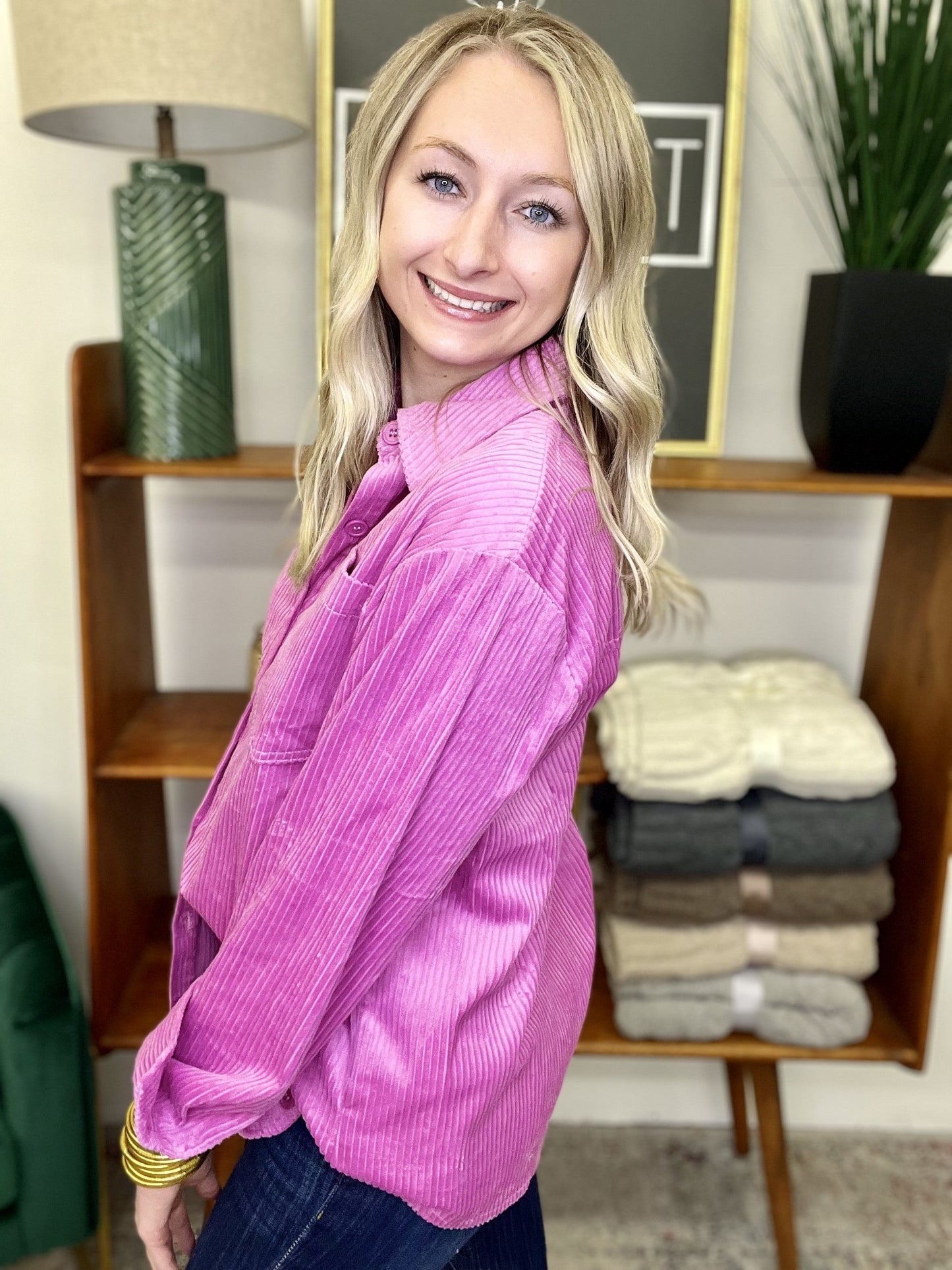 Fuchsia Cord Shacket