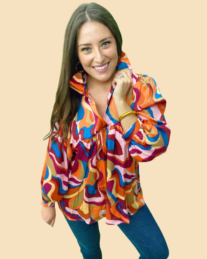 The Retro Swirls Morgan Top - AS