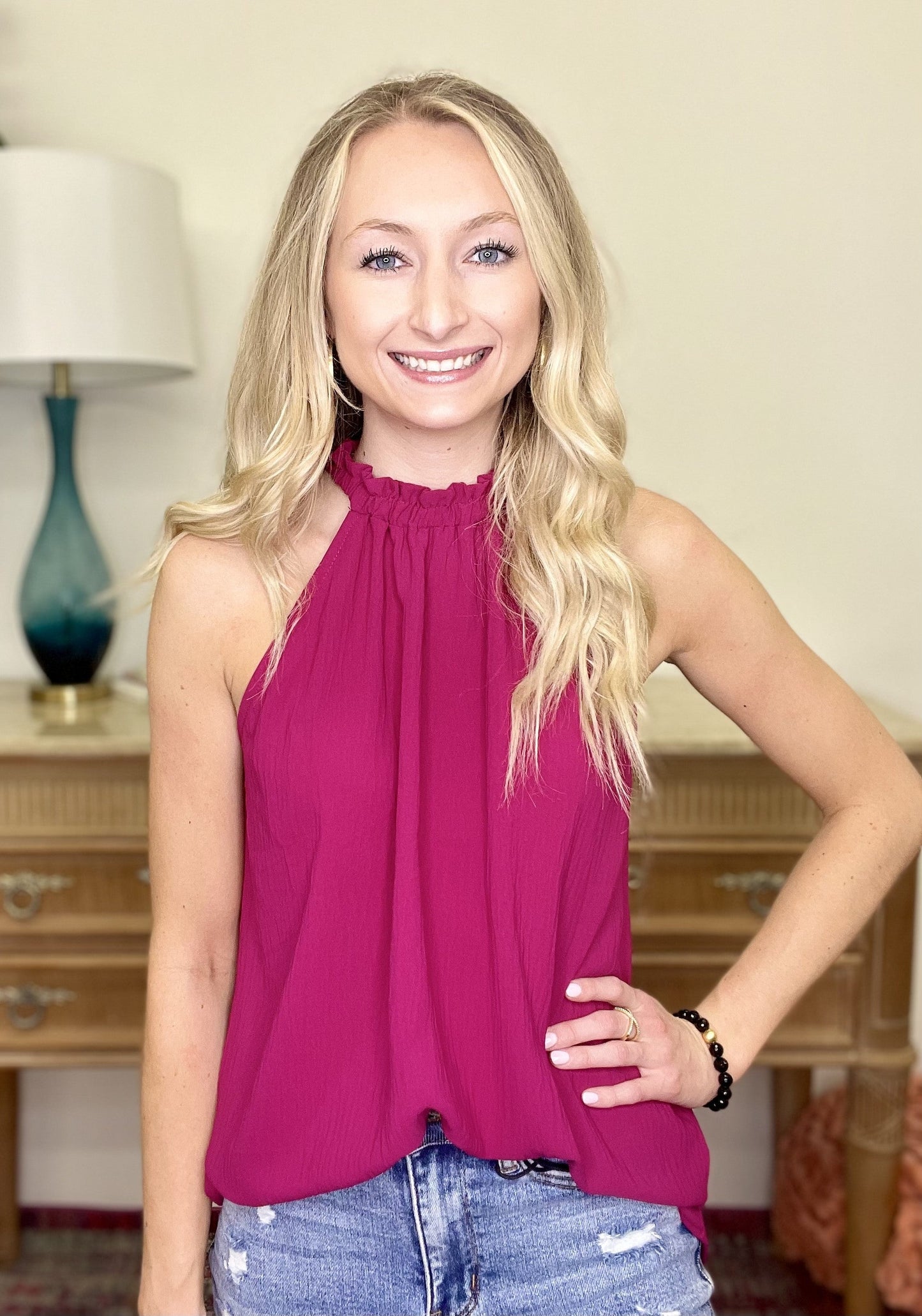 The Show me Sass Top in Fuchsia