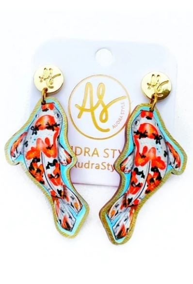 AS Earrings-White Koi