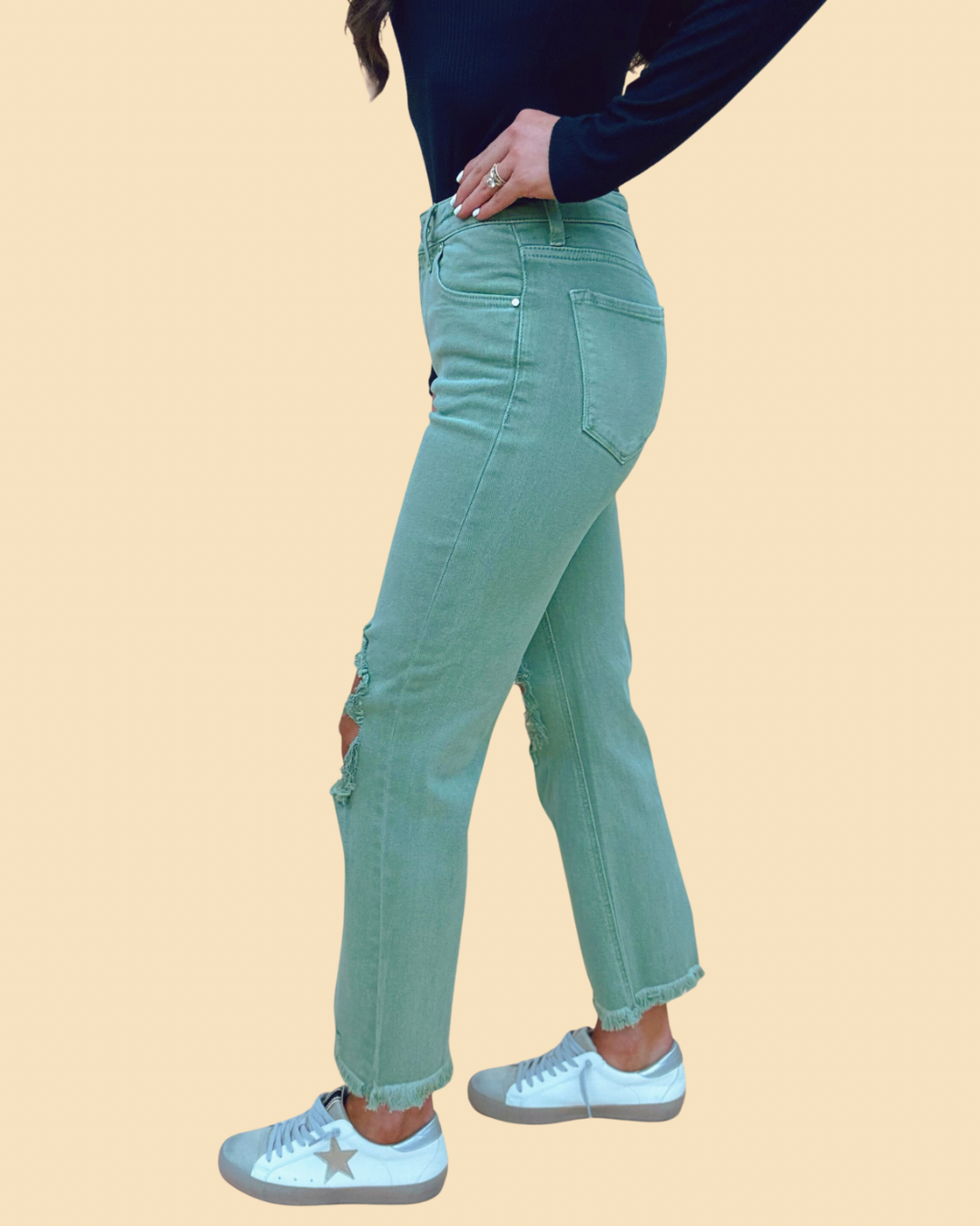 The Risen Straight Jeans in Olive-AS