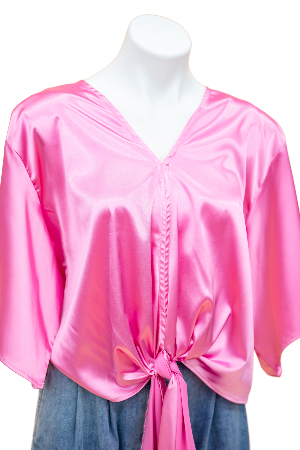 The Solid Satin Tie Top-4 Colors