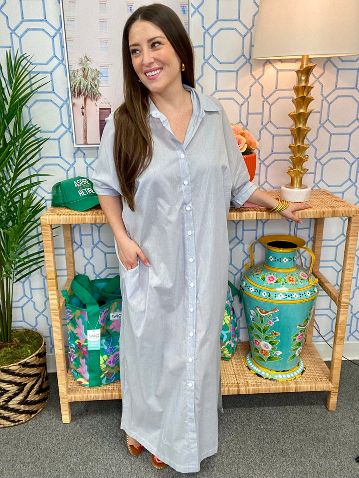 The Navy Pinstripe Regan Maxi-AS